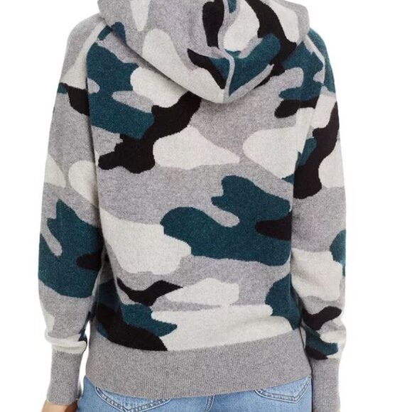C by Bloomingdale's 100% Cashmere Camo Cashmere Hoodie - 100% Exclusive Size S - Picture 3 of 12